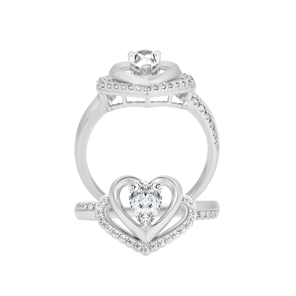 Nhẫn nữ đính đá CZ vàng 14K Lighting heart