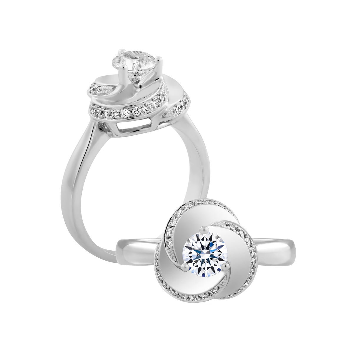 Nhẫn nữ kim cương tấm vàng 14K Hatful 2C