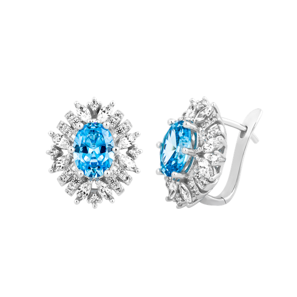 Hoa tai đính đá màu Topaz vàng 14K Rabbin S.Top