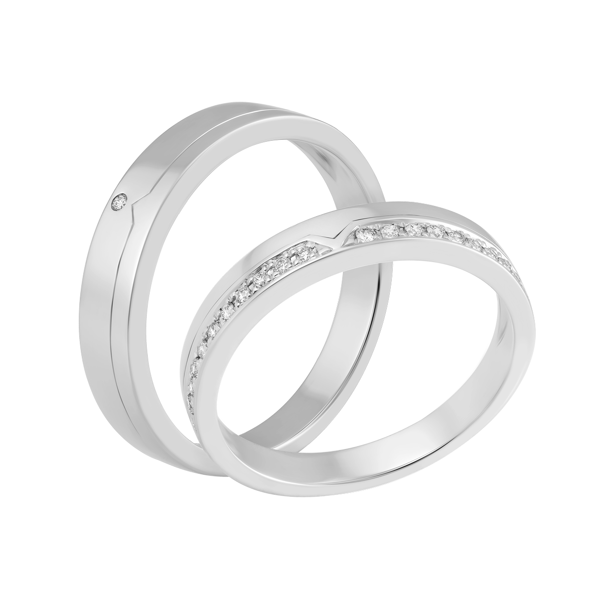 Nhẫn cưới nam kim cương viên vàng 14K Heartiness M