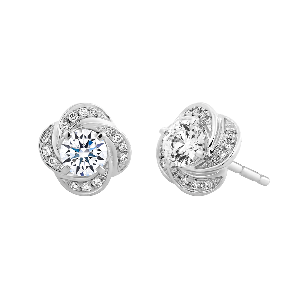 Hoa tai kim cương tấm vàng 14K Canzon 3C
