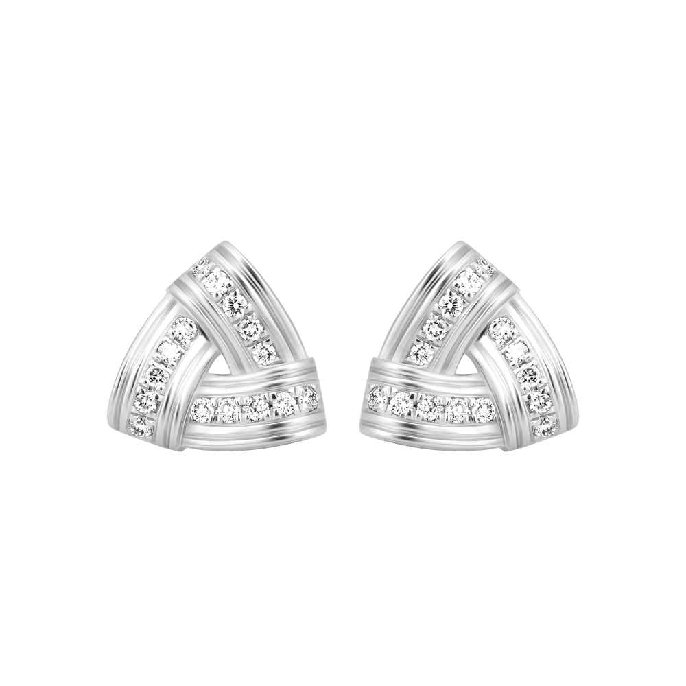 Hoa tai kim cương viên vàng 14K Vintage