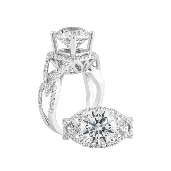 Ổ nhẫn nữ kim cương tấm vàng 14K Pavati 2CT