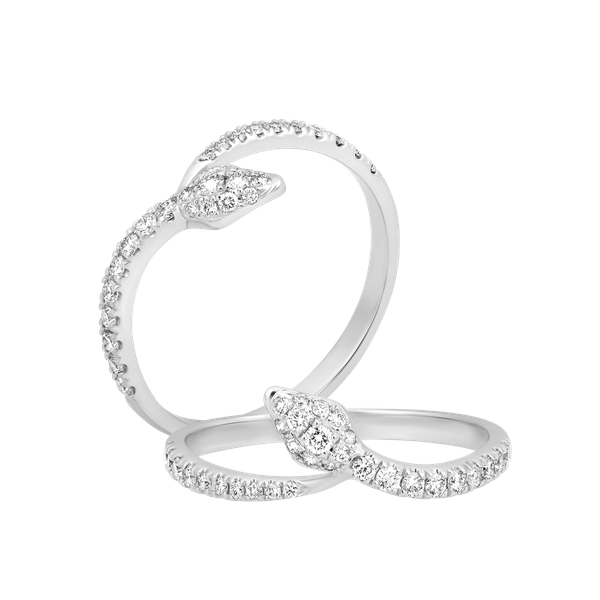 Nhẫn nữ kim cương viên vàng 14K Snakify