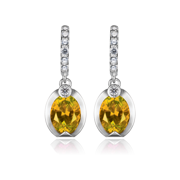 Hoa tai đính đá màu Citrine vàng 10K Lusita S.Cit