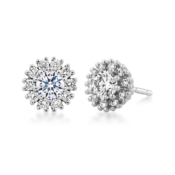 Hoa tai kim cương 8 Hearts & Arrows vàng 14K Peony NS H&A 2C