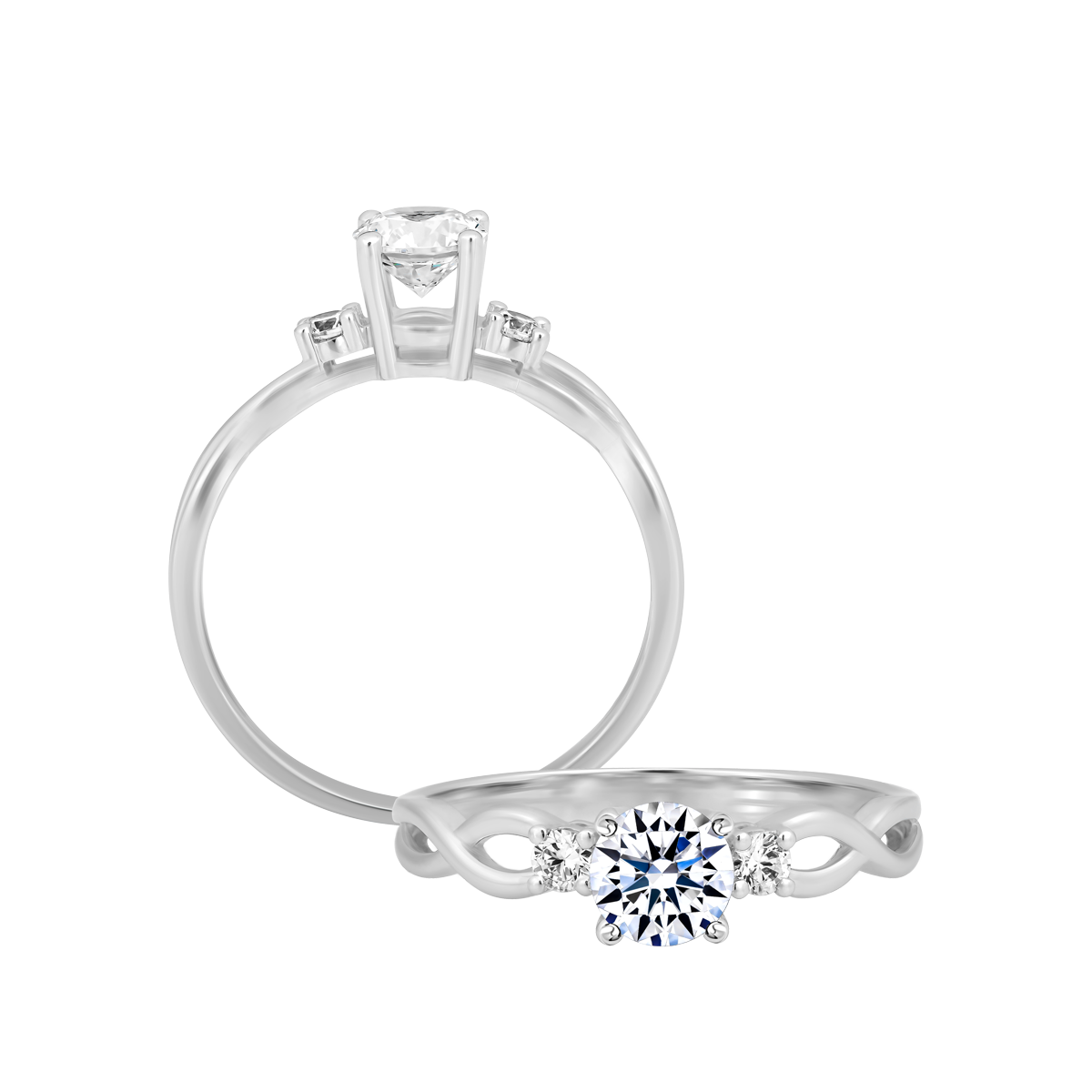 Ổ nhẫn nữ kim cương tấm vàng 14K Integrant D 5C