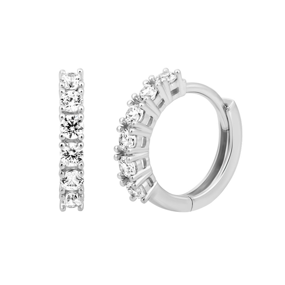 Hoa tai kim cương viên vàng 18K Palmy