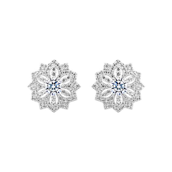 Hoa tai đính đá CZ vàng 14K Floria V2 2C