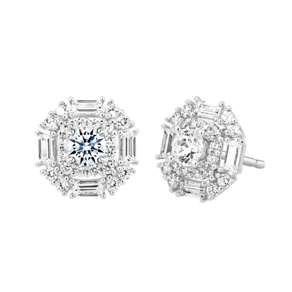 Hoa tai đính đá CZ vàng 14K Creative 2C