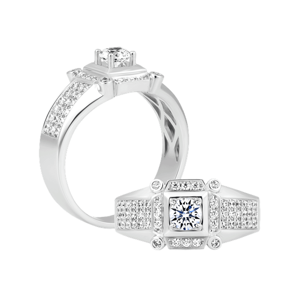 Nhẫn nam đính đá CZ vàng 10K Quartet 3C W