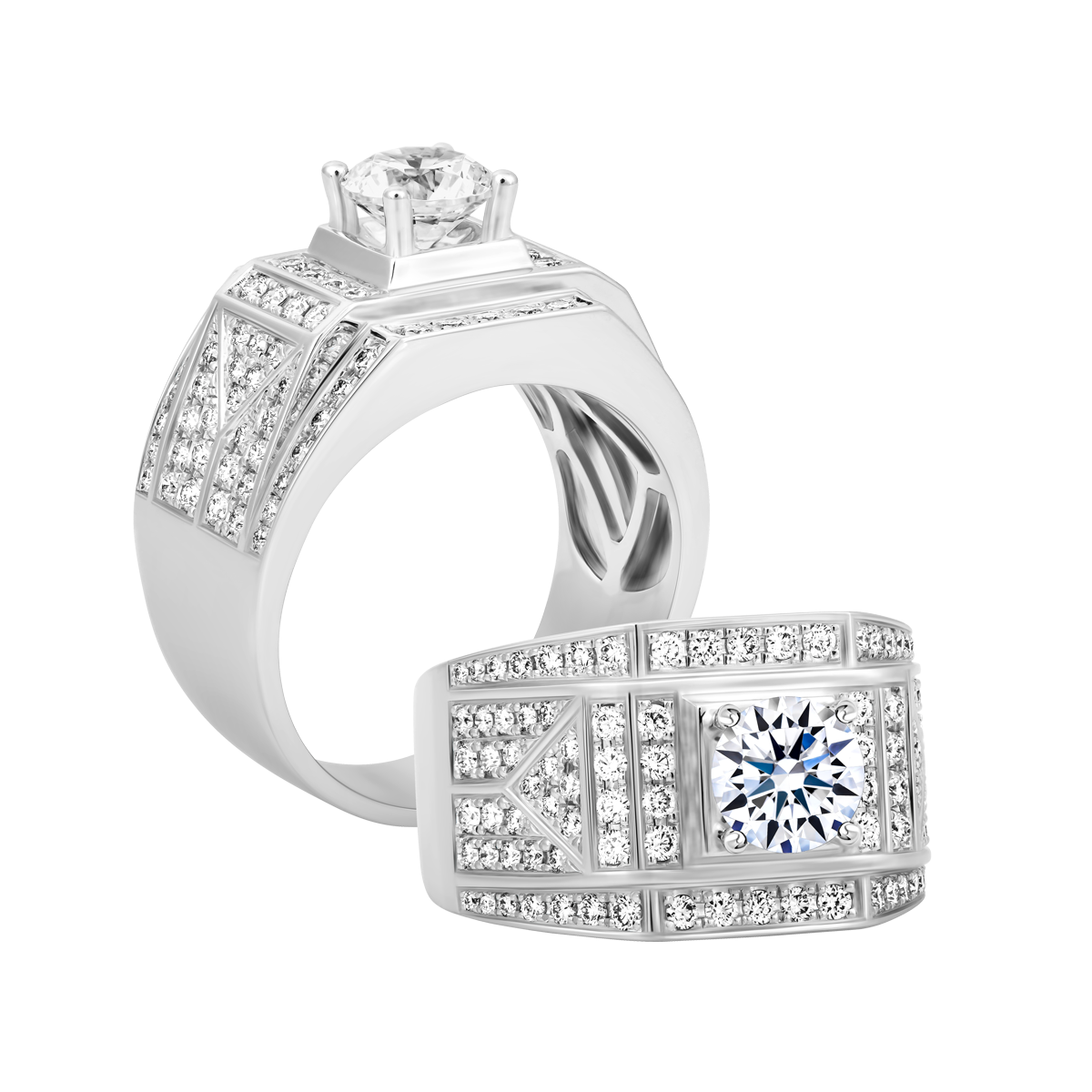 Ổ nhẫn nam kim cương tấm vàng 14K Bravery 1CT W