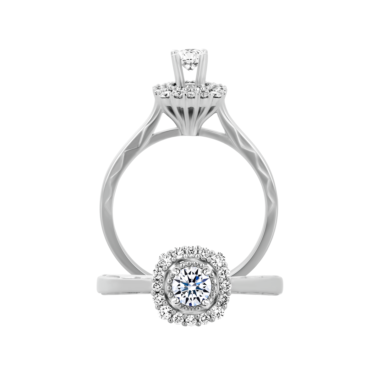 Nhẫn nữ kim cương 8 Hearts & Arrows vàng 14K Streamline N H&A 2C GVRG0262785