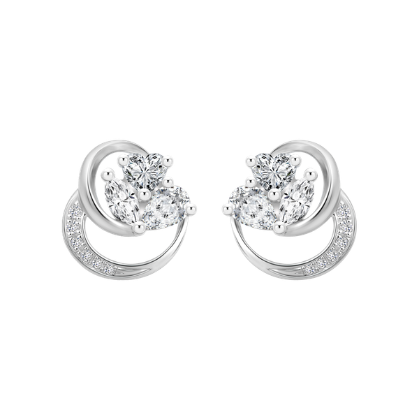 Hoa tai đính đá CZ vàng 18K Luna