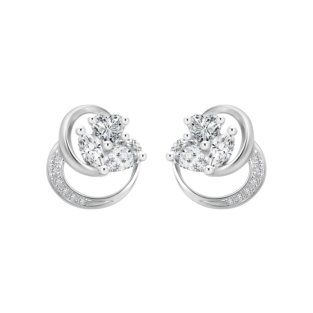 Hoa tai đính đá CZ vàng 18K Luna