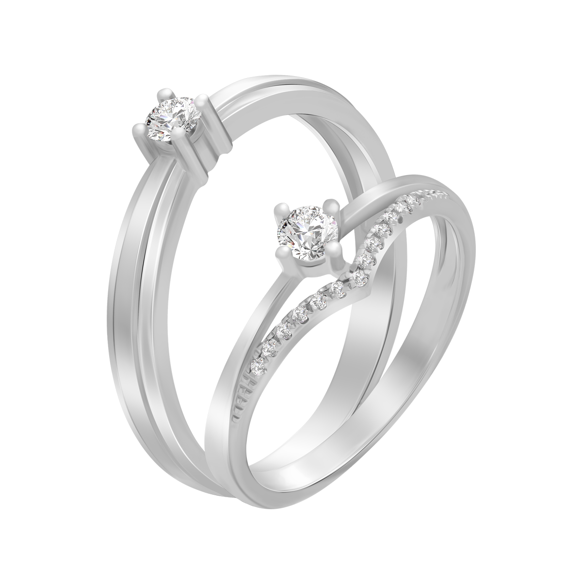 Nhẫn cưới nữ kim cương vàng 14K Intact 10p F