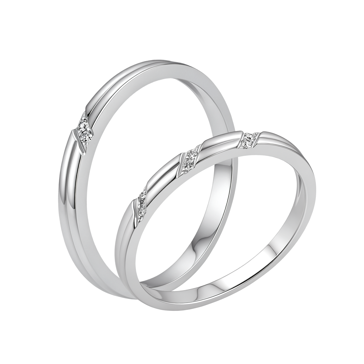 Nhẫn cưới nữ kim cương viên vàng 14K Weal F