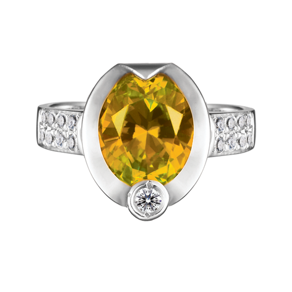 Nhẫn nữ đính đá màu Citrine vàng 10K Lusita S.Cit