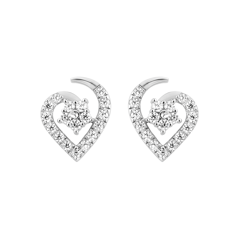 Hoa tai đính đá CZ vàng 14K Heartion