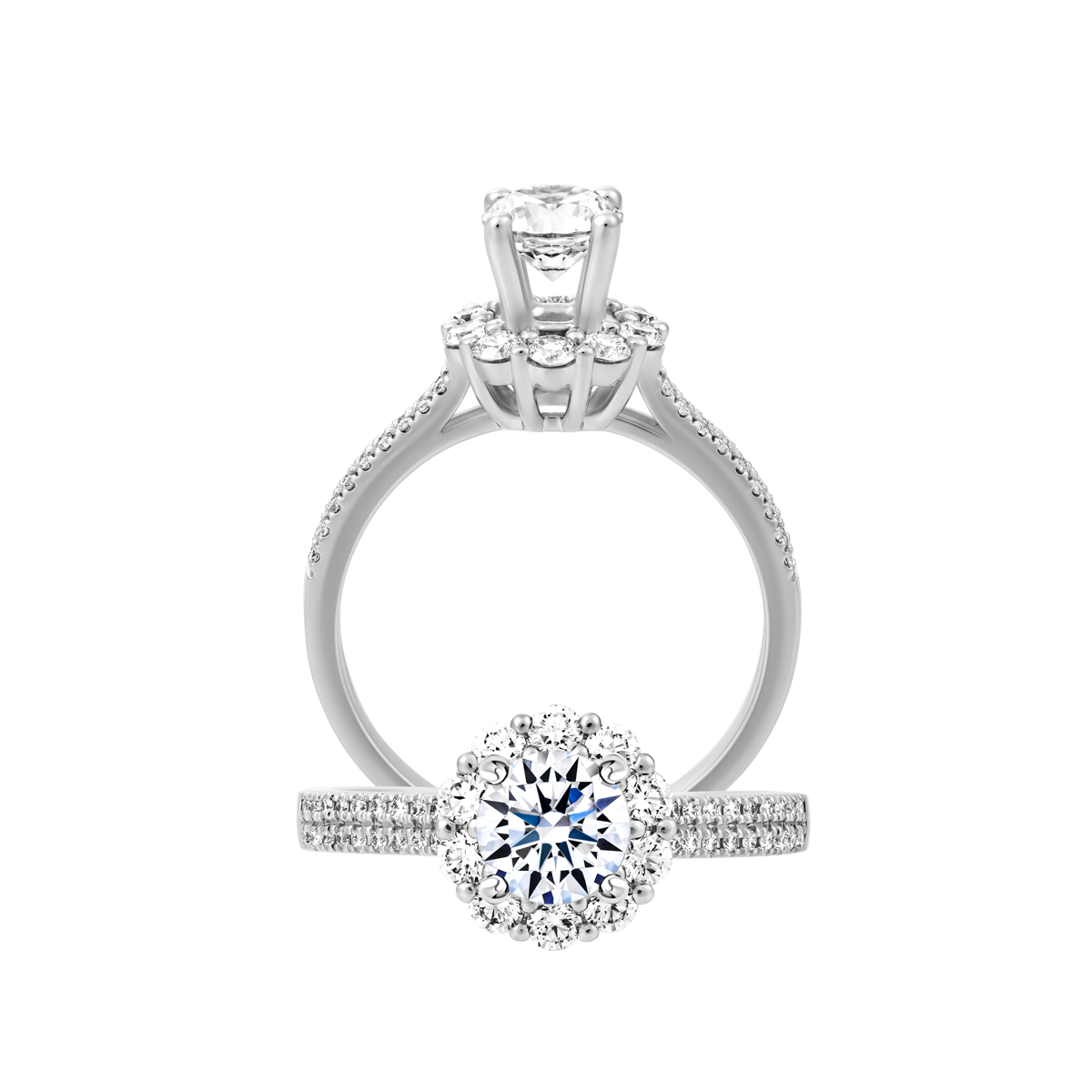 Nhẫn nữ kim cương viên vàng 14K Shining flower GIA 3C