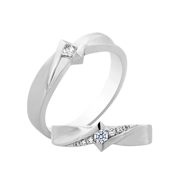Nhẫn cưới nữ kim cương viên vàng 14K Luminous RD2C F