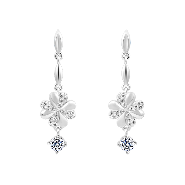 Hoa tai đính đá CZ vàng 10K Luckily