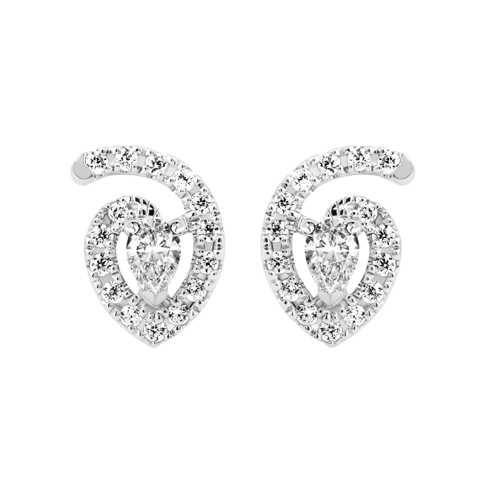 Hoa tai đính đá CZ vàng 18K Snaily