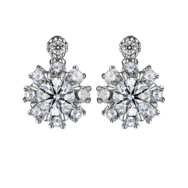 Hoa tai kim cương tấm vàng 14K Frozen S 2C