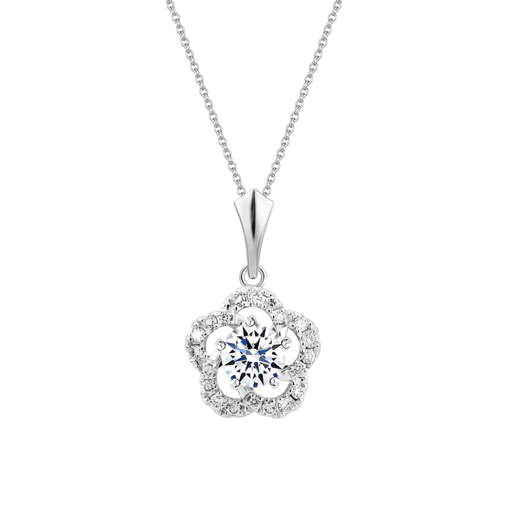 Mặt kim cương viên vàng 14K Blooming GIA 3C