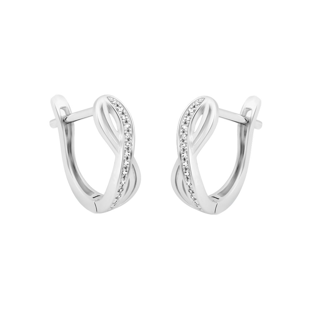Hoa tai đính đá CZ vàng 18K Infinity