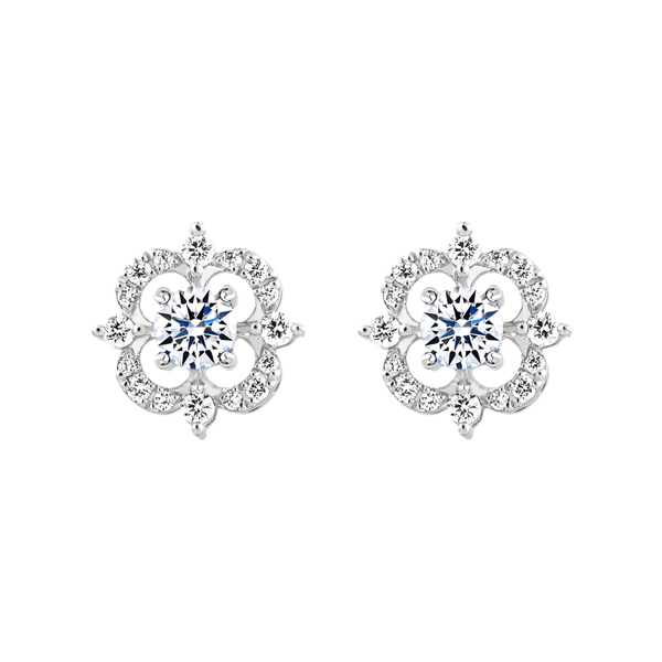 Hoa tai kim cương 8 Hearts & Arrows vàng 14K Easily H&A 2C