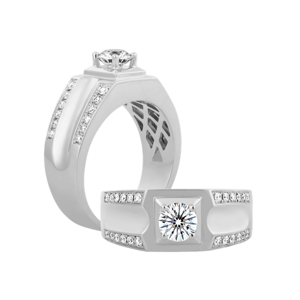 Ổ nhẫn nam kim cương tấm vàng 14K Martines 5C W