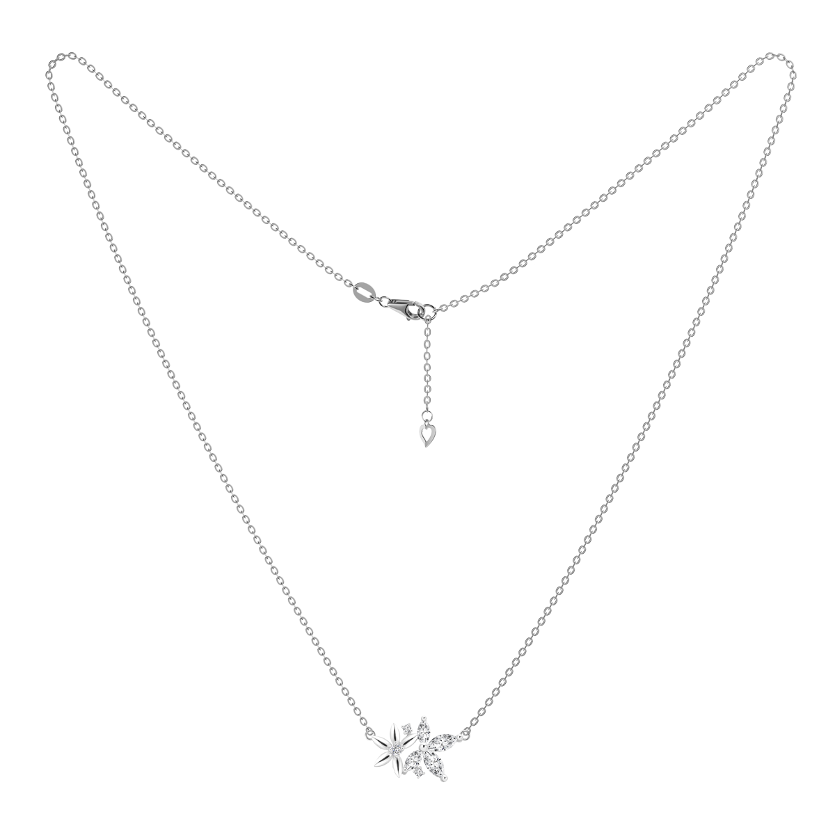 Dây liền mặt đính đá CZ vàng 18K Leafy