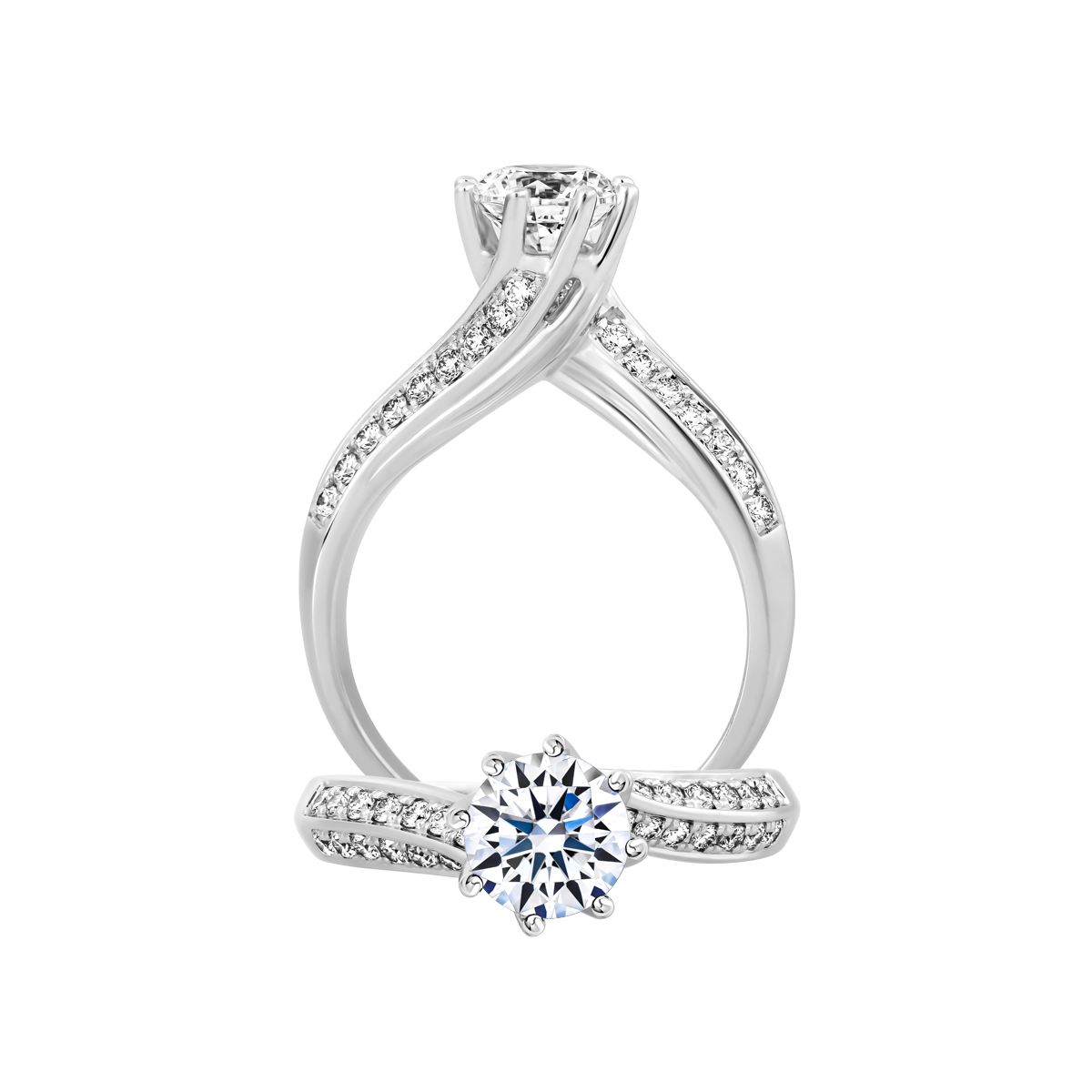 Ổ nhẫn nữ kim cương tấm vàng 14K Volary 5C