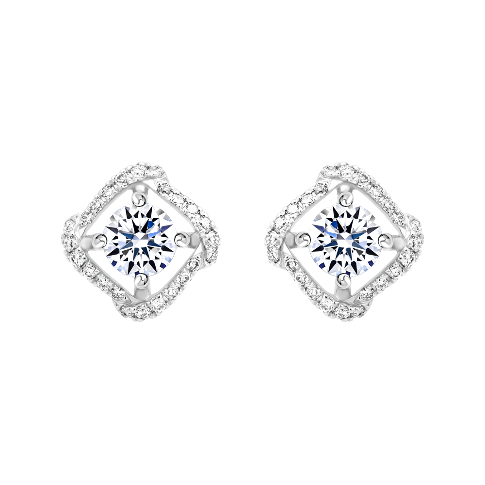 Hoa tai kim cương viên vàng 14K Linity GIA 3C GVER0113009