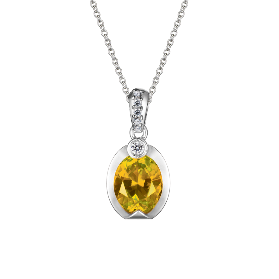 Mặt đính đá màu Citrine vàng 10K Lusita S.Cit