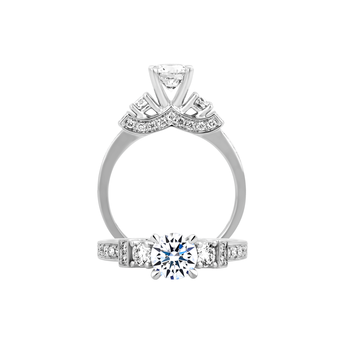 Nhẫn nữ kim cương 8 Hearts & Arrows vàng 14K Nancy H&A 2C