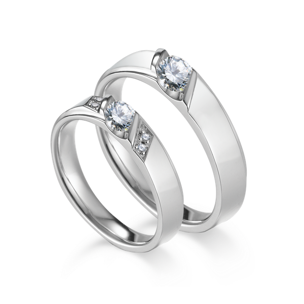 Nhẫn cưới nam kim cương vàng 18K Damsel 10p M