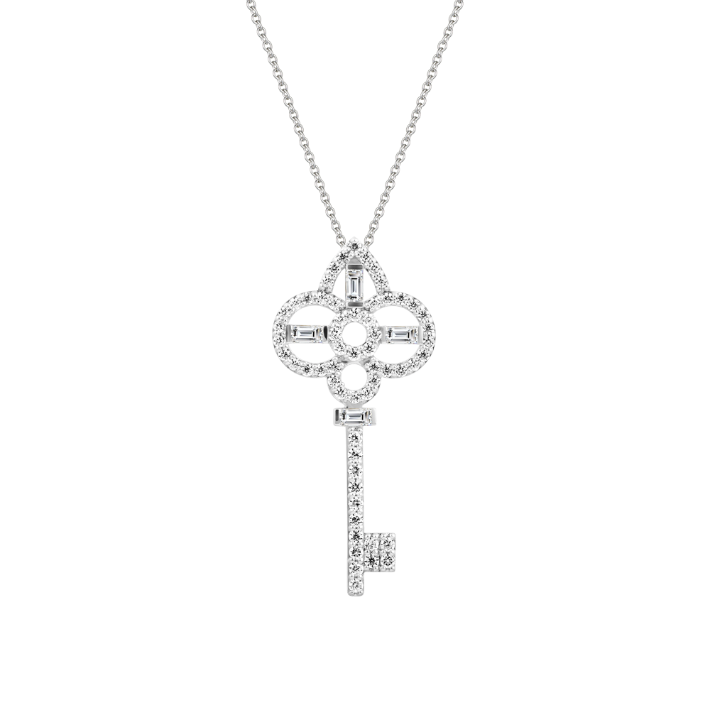 Mặt đính đá CZ vàng 10K Crown Key