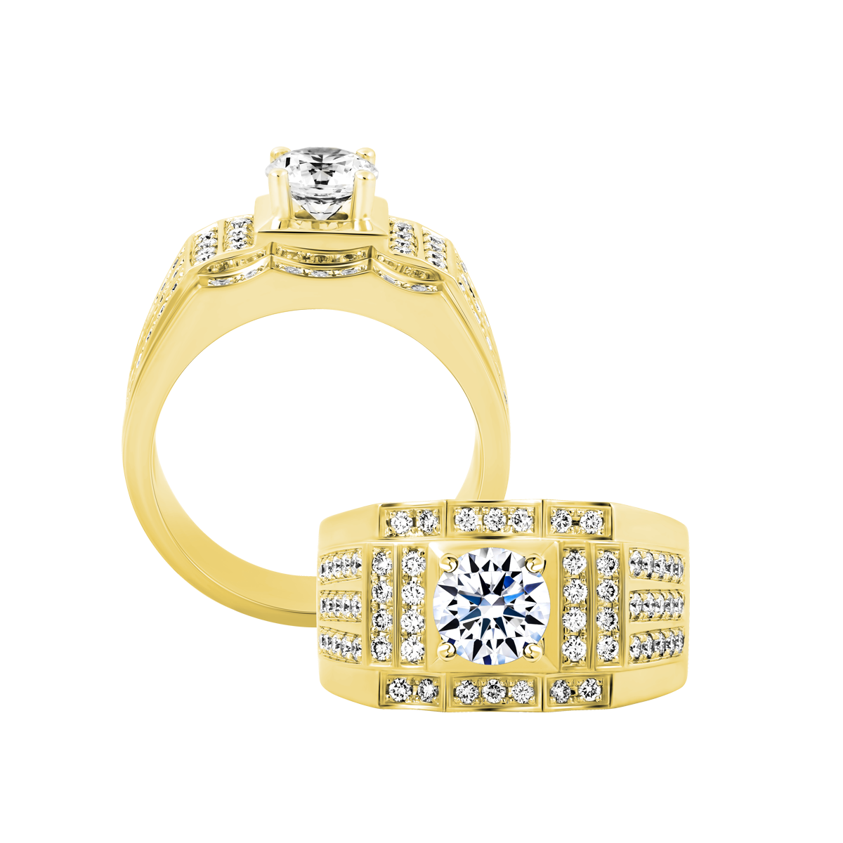 Nhẫn nam đính đá CZ vàng 14K Doughty 1CT Y