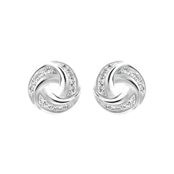 Hoa tai đính đá CZ vàng 10K Vortexing