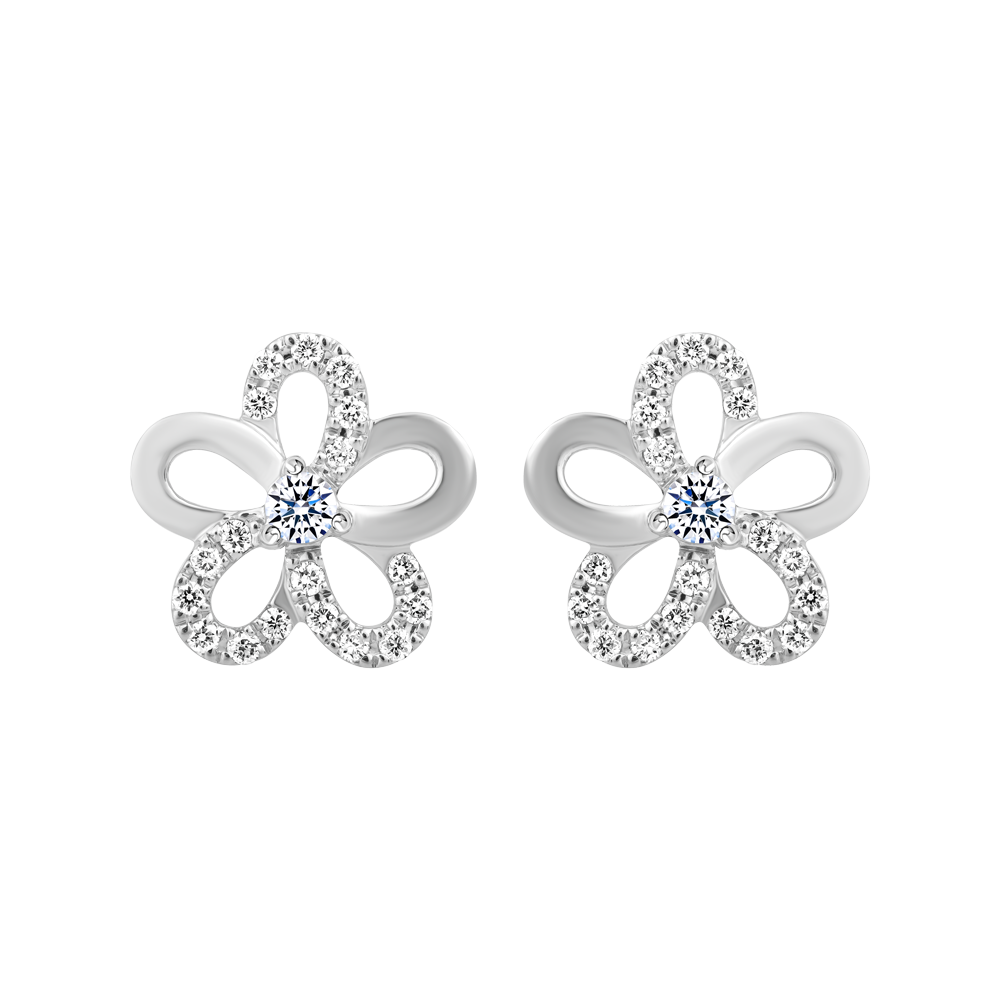 Hoa tai kim cương viên vàng 14K Kapel