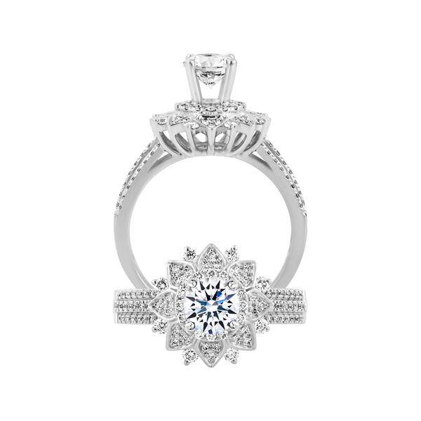 Ổ nhẫn nữ kim cương tấm vàng 14K Brilliant 5C