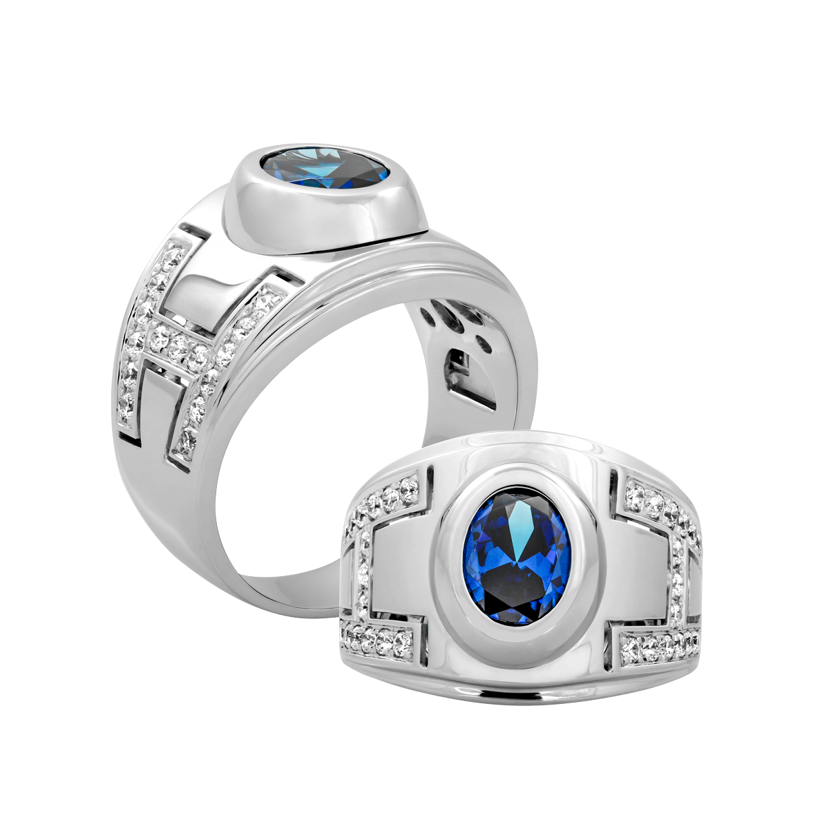 Nhẫn nam đính đá màu Sapphire vàng 14K Pride S.Sap W