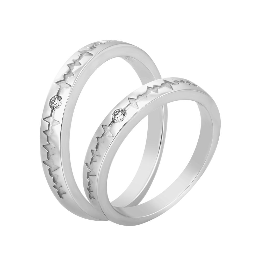 Nhẫn cưới nữ kim cương viên vàng 14K Hearting F