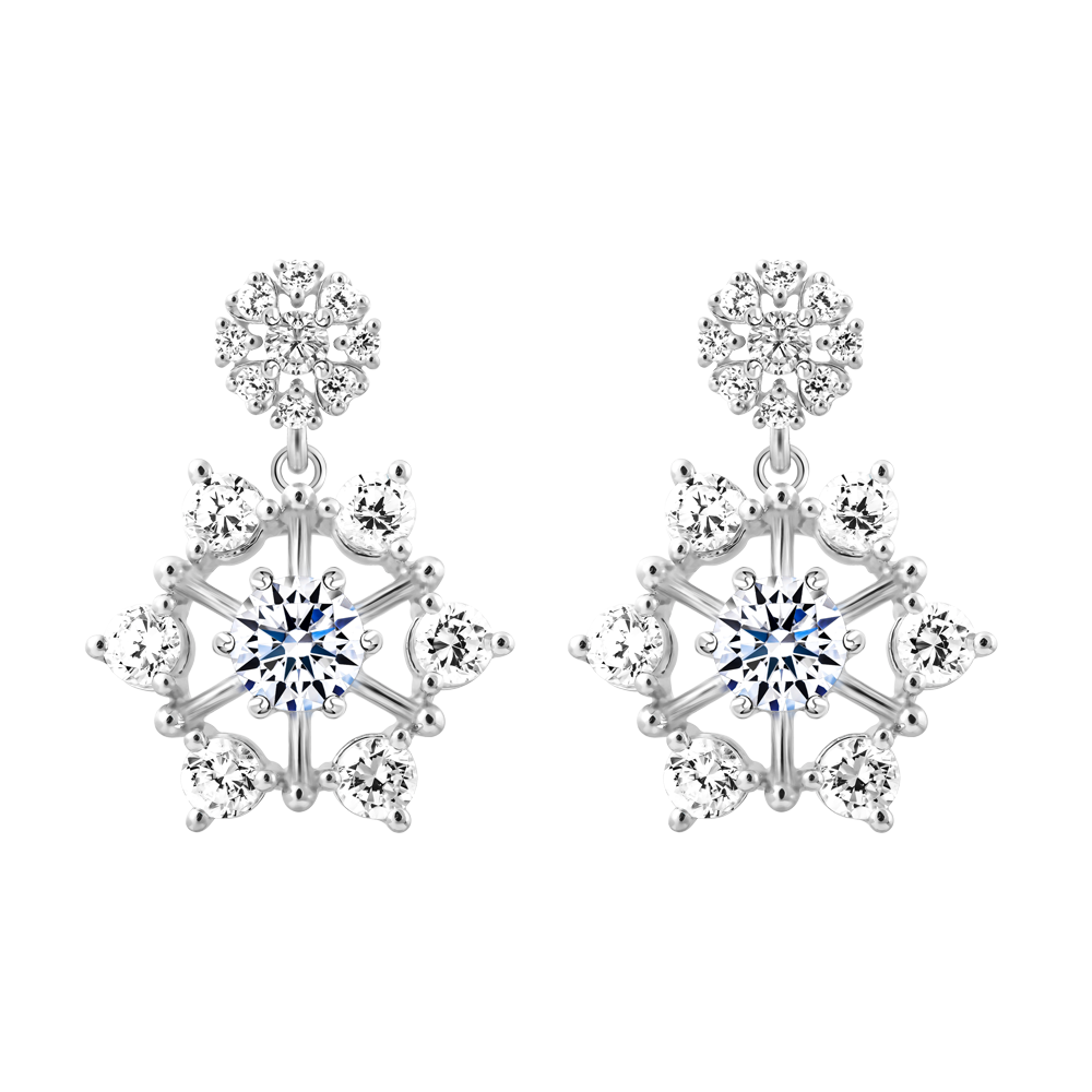 Hoa tai đính đá CZ vàng 14K Patrol 2C