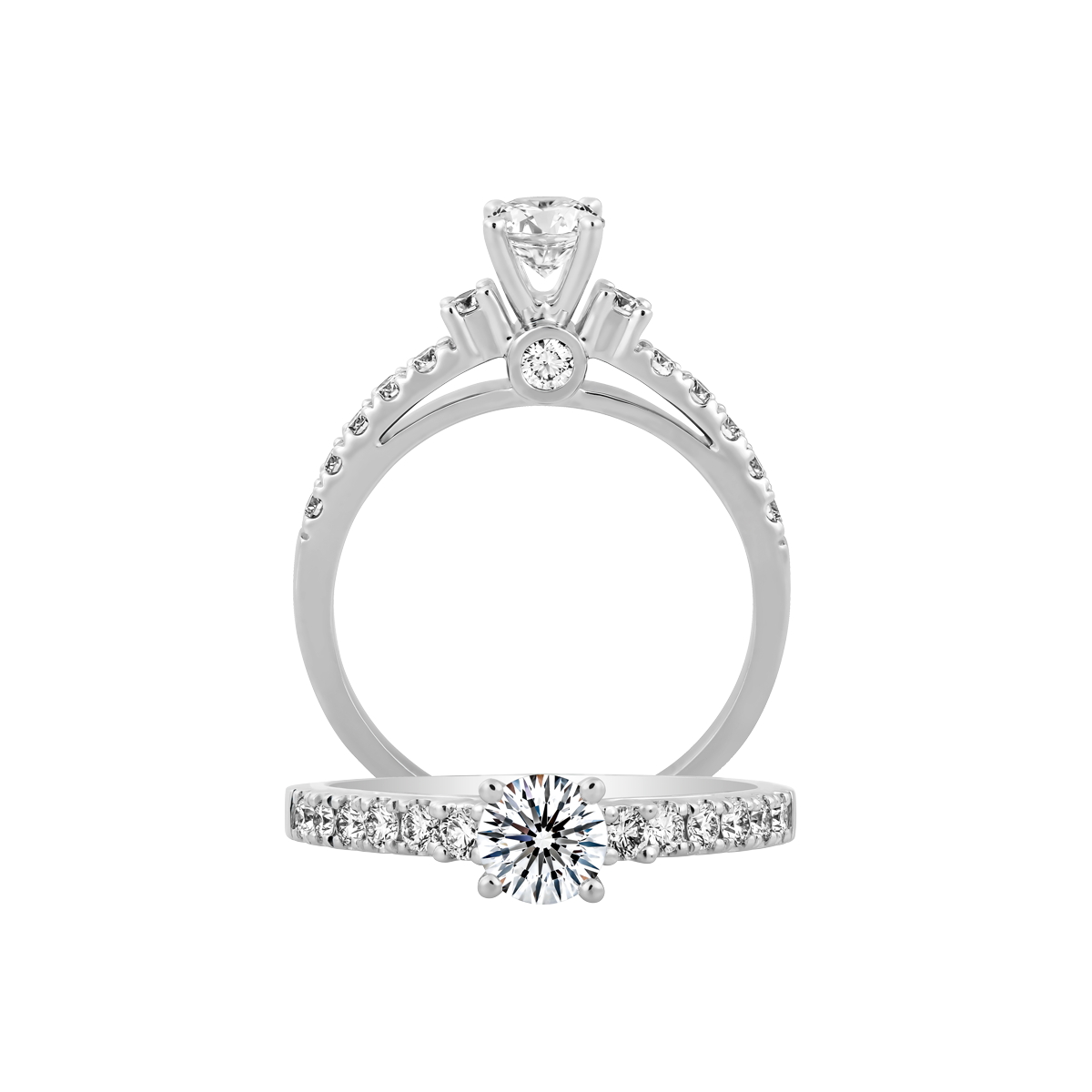 Ổ nhẫn nữ kim cương tấm vàng 14K Ernesta 3C