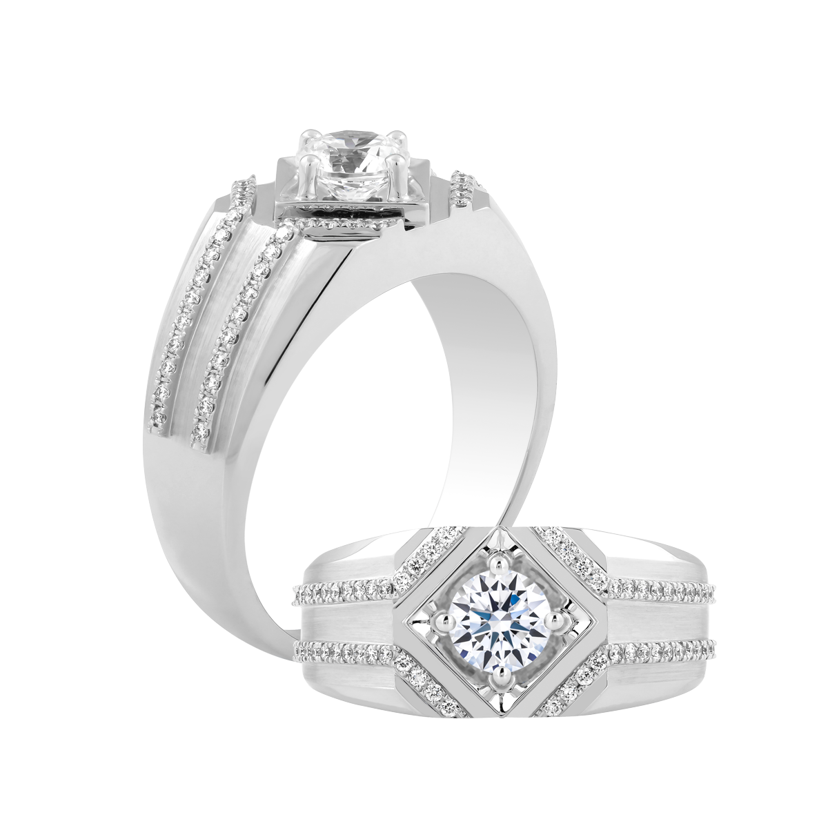 Nhẫn nam kim cương tấm vàng 14K Diablo 3C W
