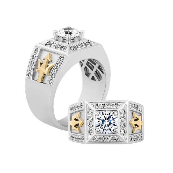 Ổ nhẫn nam kim cương tấm vàng 14K Outlander 5C WY