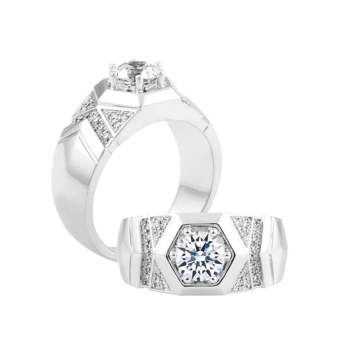 Nhẫn nam kim cương tấm vàng 14K Aventador D 1CT W